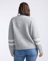 Alaska Crew Knit Jumper - Grey Marle