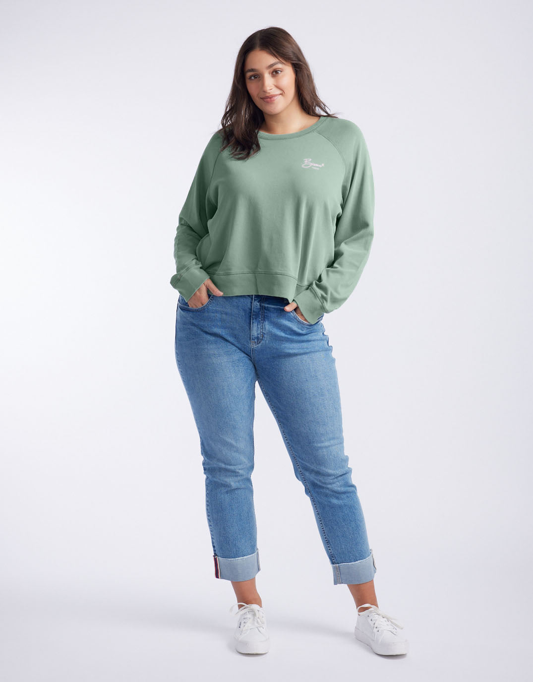 Bisou Paris Sweat - Washed Sage/Pink