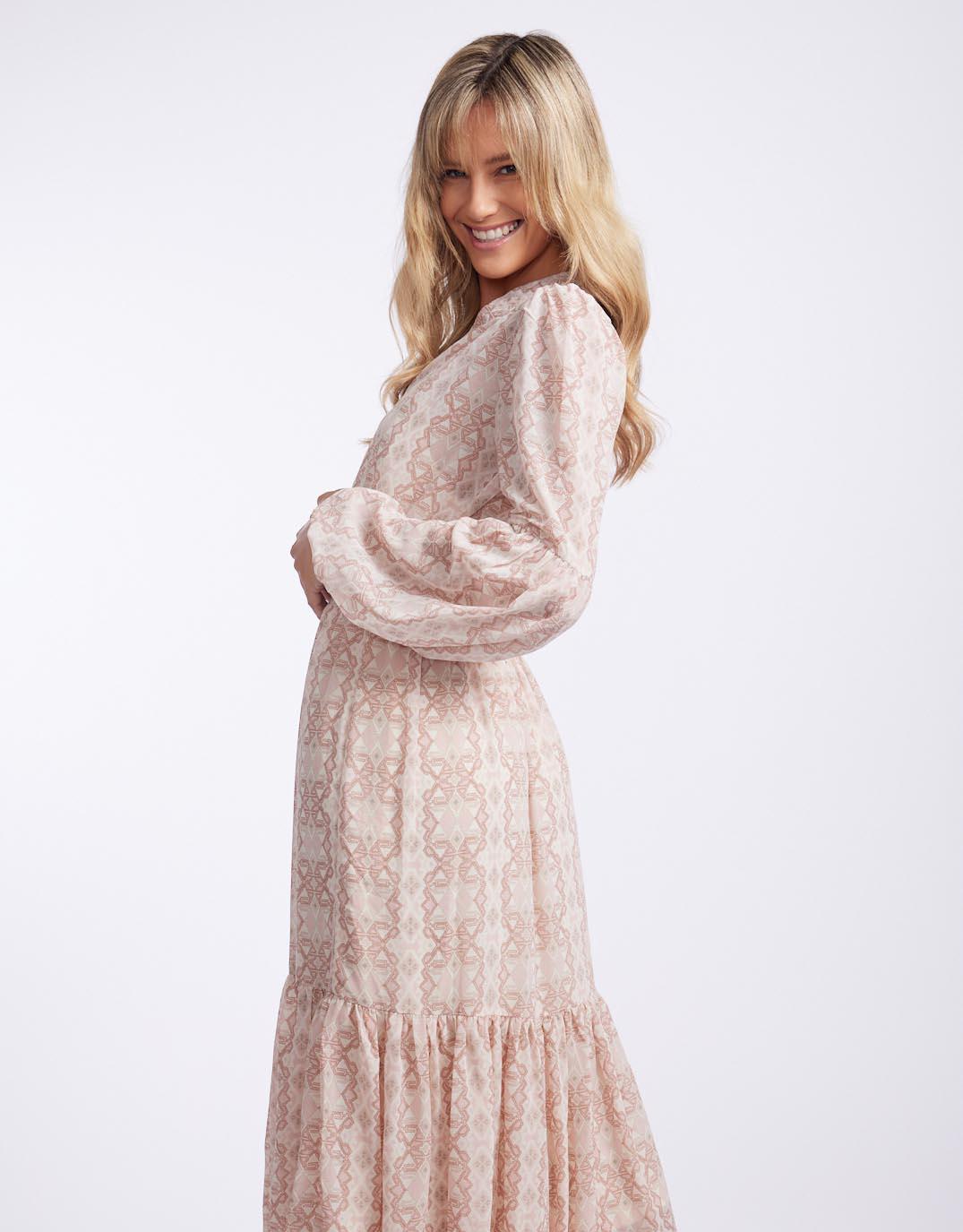 White & Co. - Midsummer Maxi Dress - Pink Aztec - White & Co Living Dresses