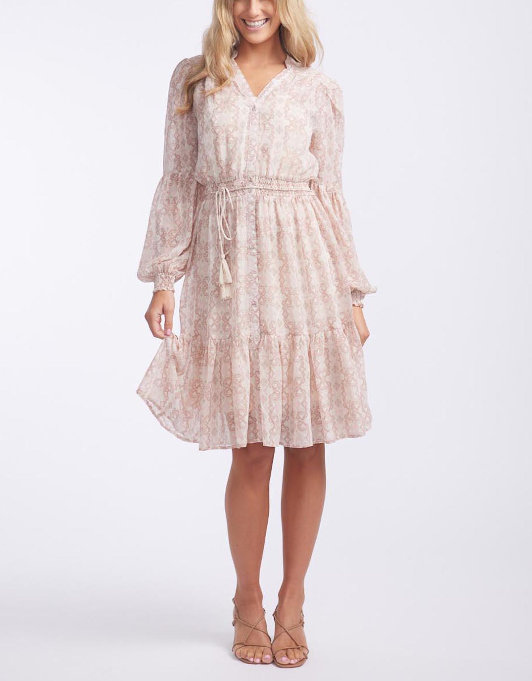 White & Co. - Midsummer Mini Dress - Pink Aztec - White & Co Living Dresses