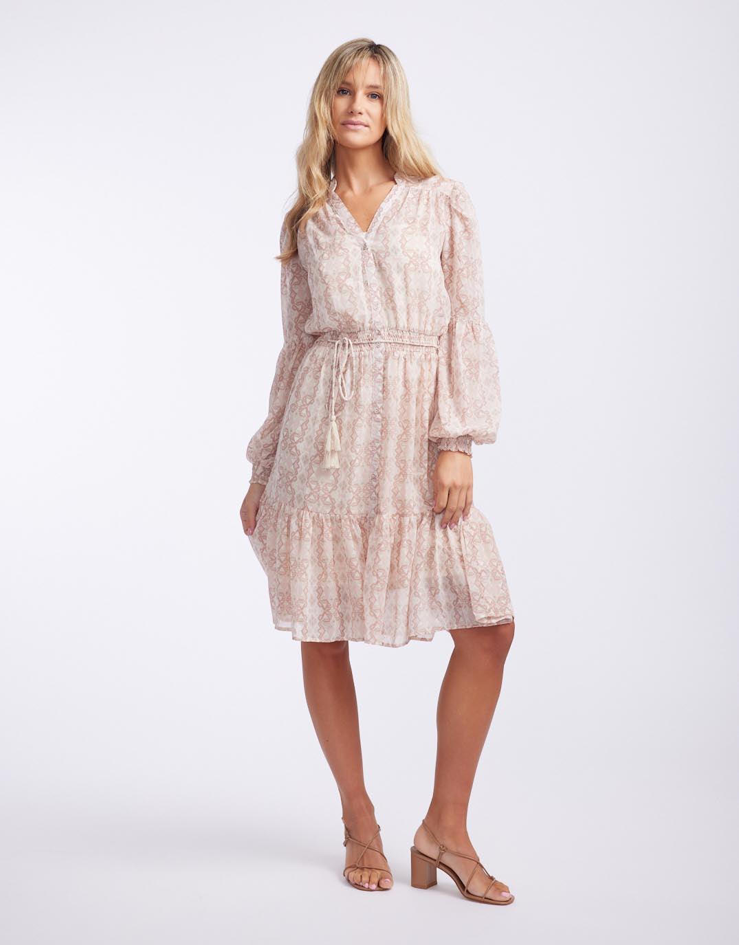 White & Co. - Midsummer Mini Dress - Pink Aztec - White & Co Living Dresses