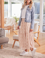 White & Co. - Midsummer Skirt - Pink Aztec - White & Co Living Skirts