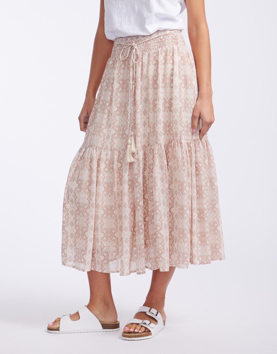White & Co. - Midsummer Skirt - Pink Aztec - White & Co Living Skirts