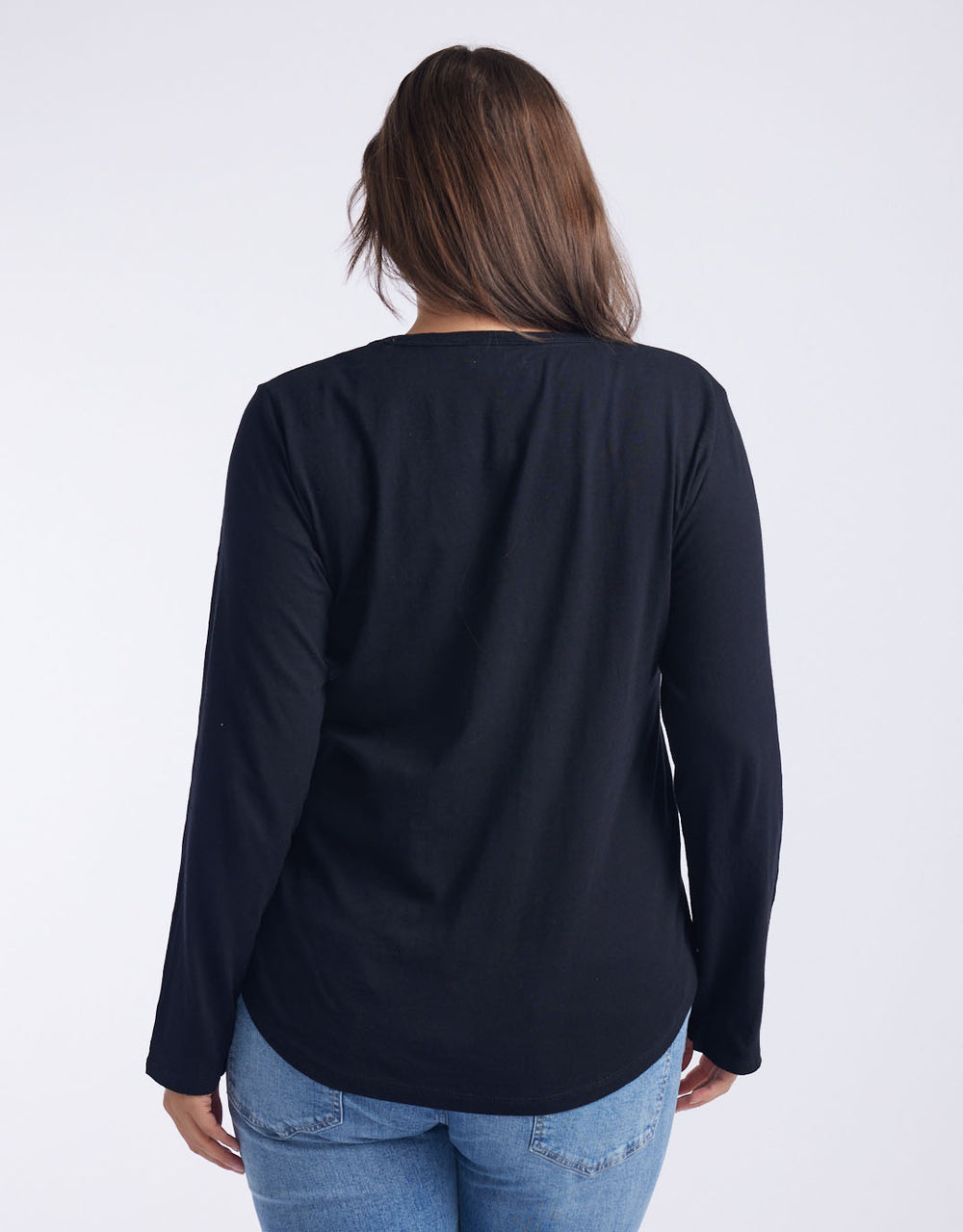 White & Co. - Original Round Neck Long Sleeve T-Shirt - Black - White & Co Living Tops