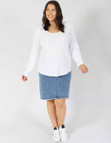 White & Co. - Original Round Neck Long Sleeve T-Shirt - White - White & Co Living Tees & Tanks