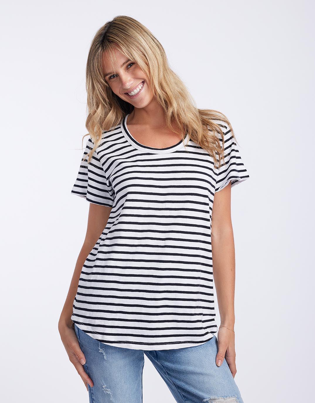 Buy Original Round Neck T-Shirt - Black/White Stripe White & Co. for ...
