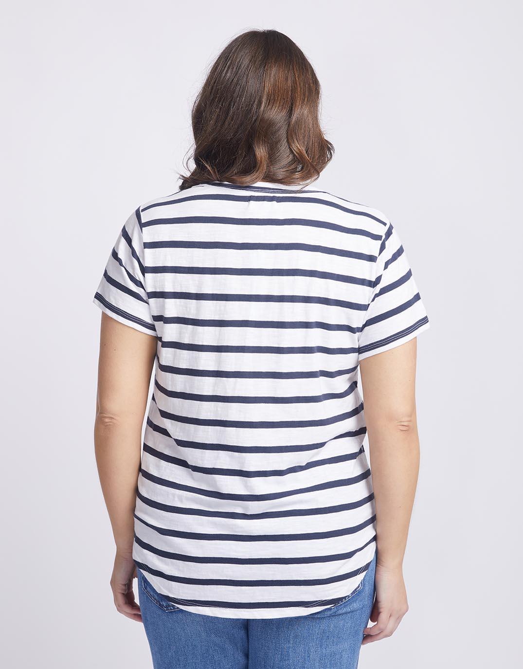White & Co. - Original Round Neck T-Shirt - Navy/White Stripe - White & Co Living Tees & Tanks
