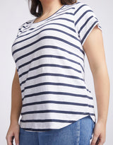 White & Co. - Original Round Neck T-Shirt - Navy/White Stripe - White & Co Living Tees & Tanks