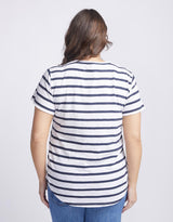 White & Co. - Original V Neck T-Shirt - Navy/White Stripe - White & Co Living Tees & Tanks