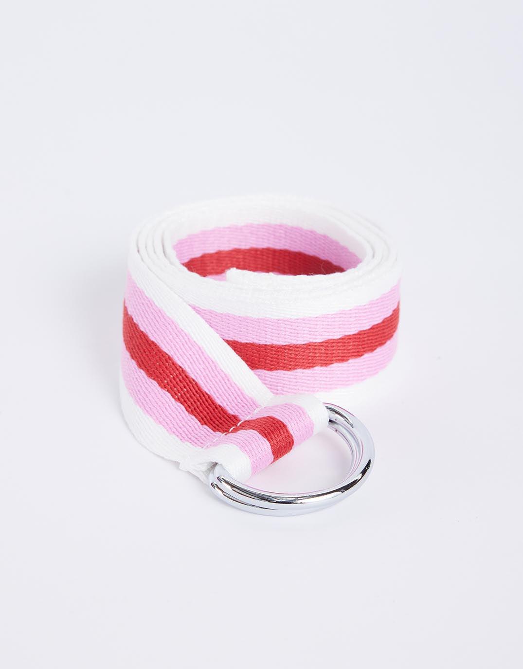 White & Co. - Portsea D-Ring Belt - White/Pink/Red - White & Co Living Accessories