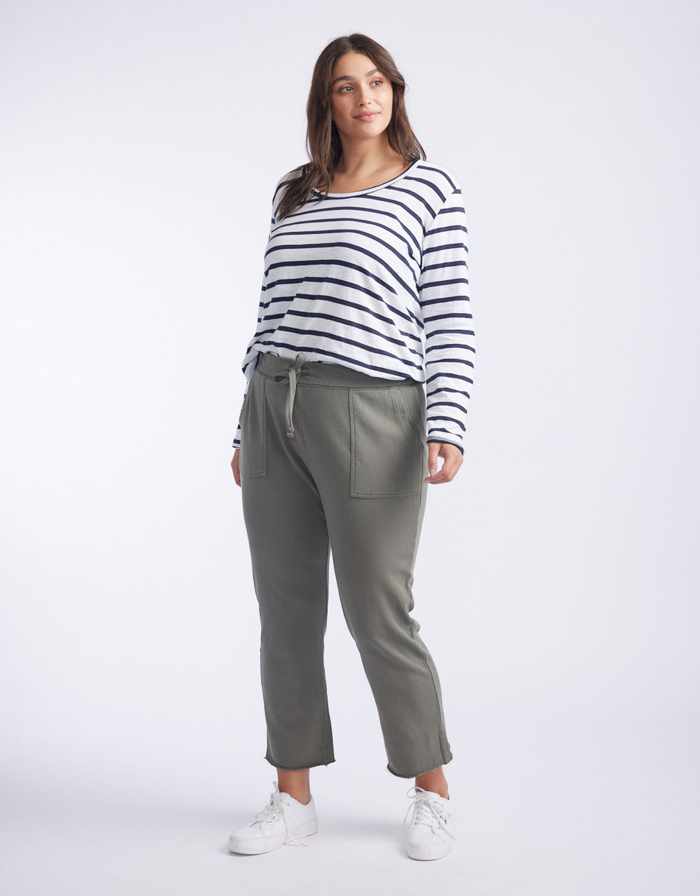 White & Co. - Raw Edge Lounge Pant - Washed Khaki - White & Co Living Pants