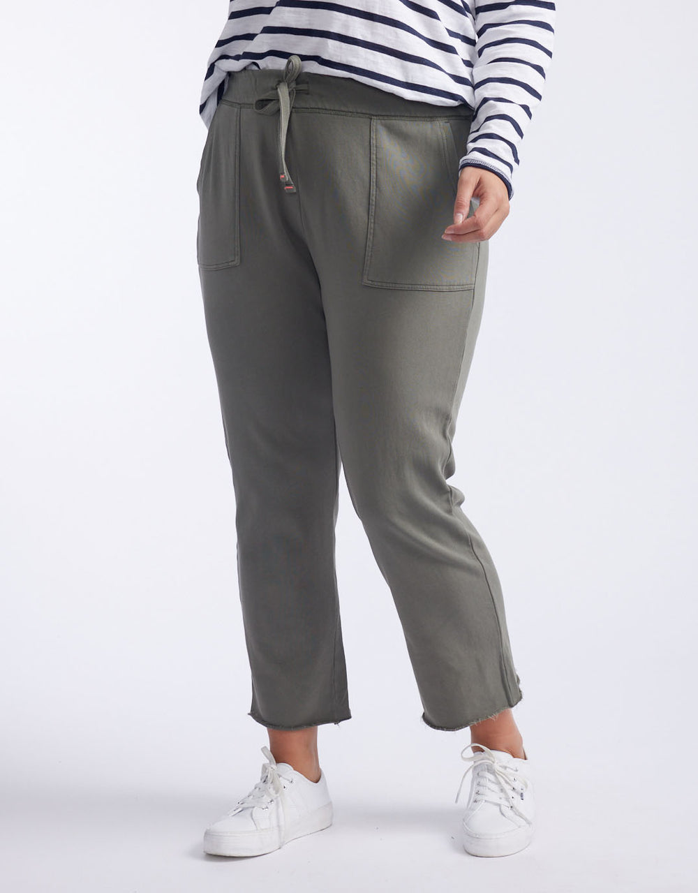 White & Co. - Raw Edge Lounge Pant - Washed Khaki - White & Co Living Pants