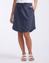 White & Co. - Raw Hem Skirt - Washed Navy - White & Co Living Skirts
