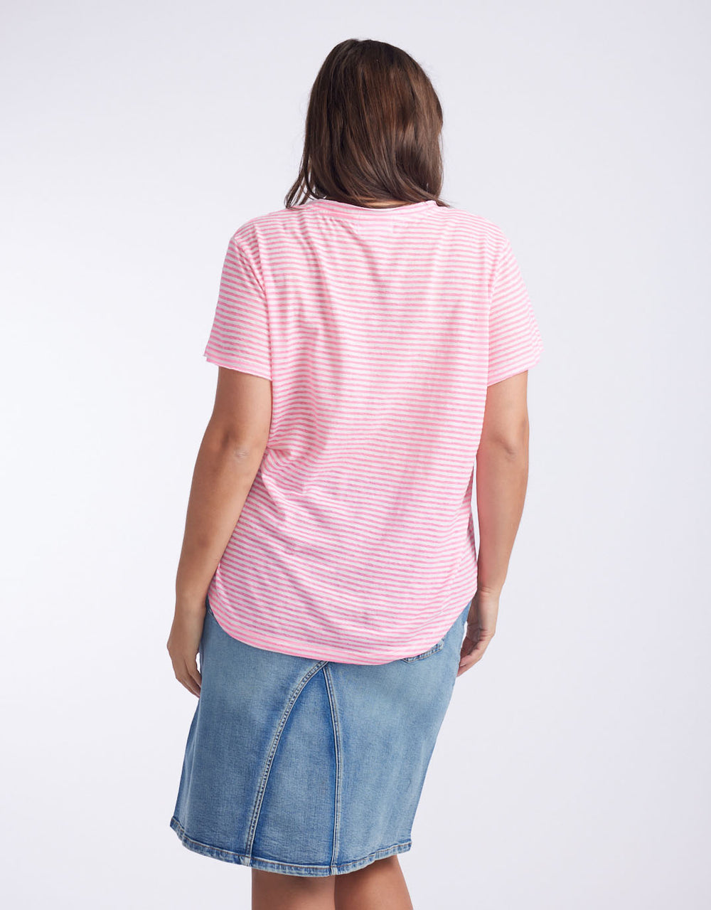 Sorbet Stripe Vee Neck Tee - Gelati Pink