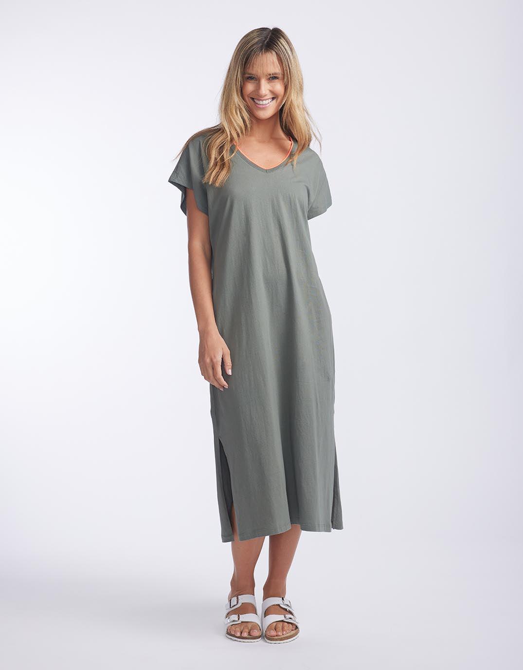 White & Co. - St. Lucia T-Shirt Dress - Khaki - White & Co Living Dresses