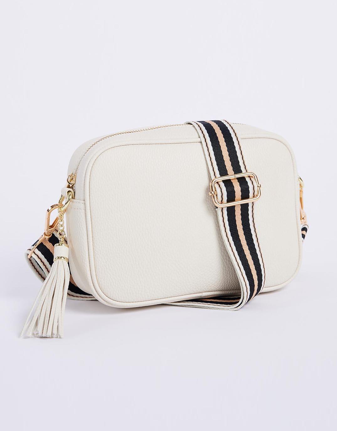 Buy Zoe Crossbody Bag - Ecru/Beige Black Stripe White & Co. for Sale ...