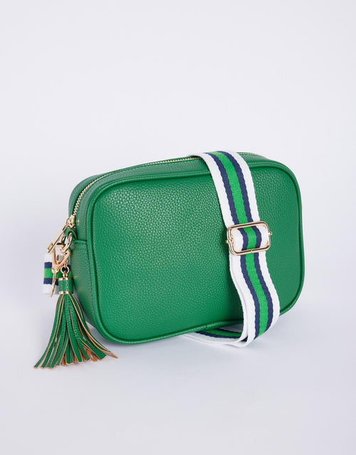 Zoe Crossbody Bag - Green/Navy White Stripe