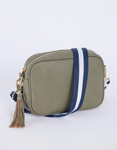 White & Co. - Zoe Crossbody Bag - Khaki/Navy White Stripe - White & Co Living Accessories