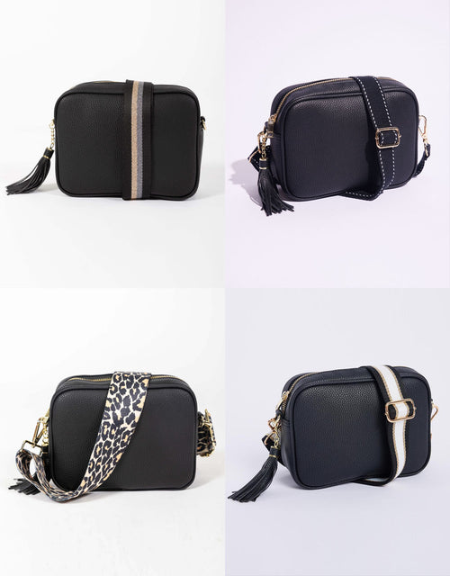 Zoe Crossbody Bag - Black/Black White Lurex Stripe