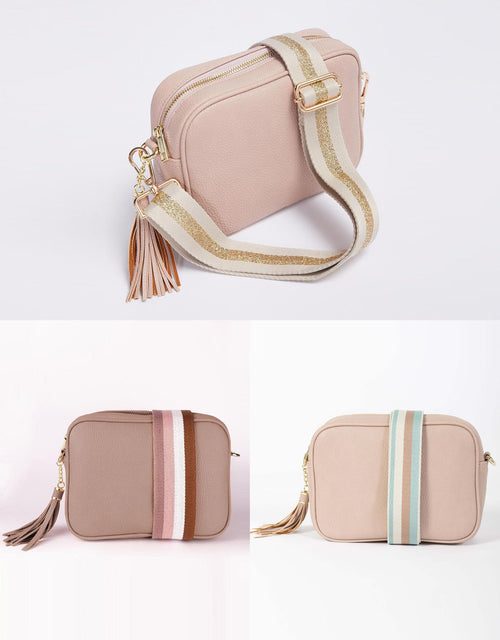 Zoe Crossbody Bag - Pink/Natural/Gold Stripe