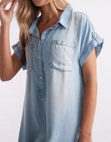 Amber Vintage Denim Dress - Light Wash