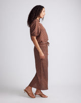 Ascot Slip Skirt - Choc/Blue Polka Dot