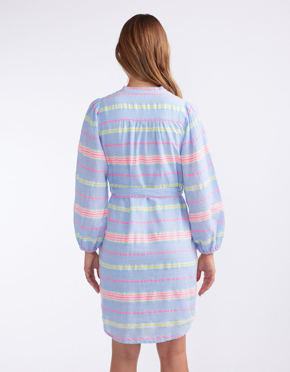 white-co-balmy-nights-dress-blue-neon-stripe-womens-clothing