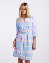 white-co-balmy-nights-dress-blue-neon-stripe-womens-clothing