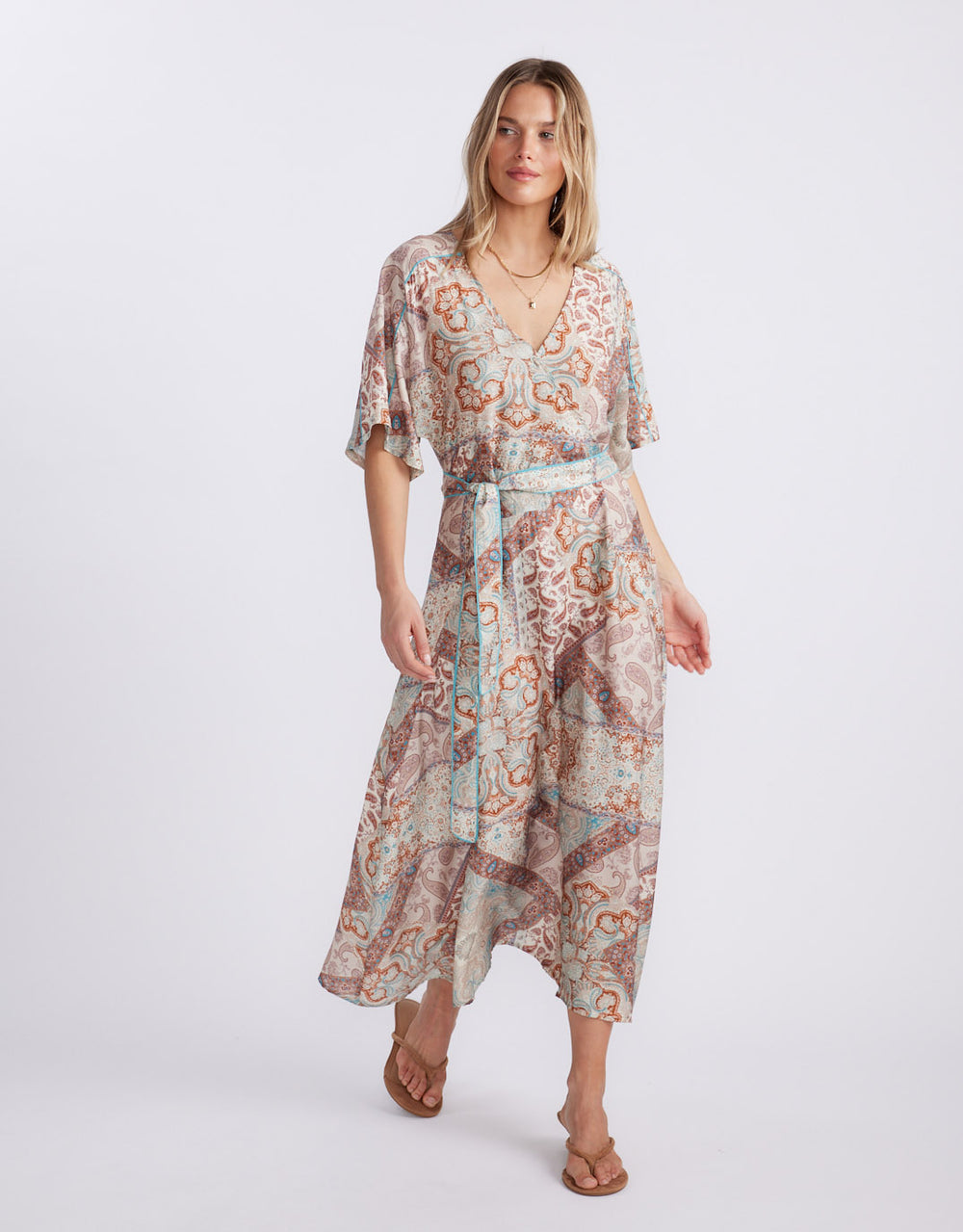 Among The Vines Midi Dress - Shoreline Paisley