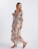 Among The Vines Midi Dress - Shoreline Paisley