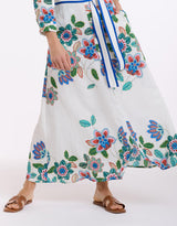Mykonos Dress - White/Blue Print