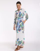 Mykonos Dress - White/Blue Print
