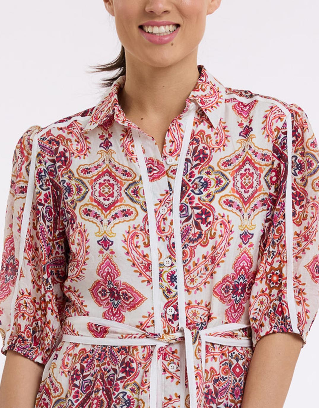 Paisley Midi Trim Dress - Paisley Print