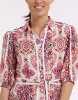 Paisley Midi Trim Dress - Paisley Print