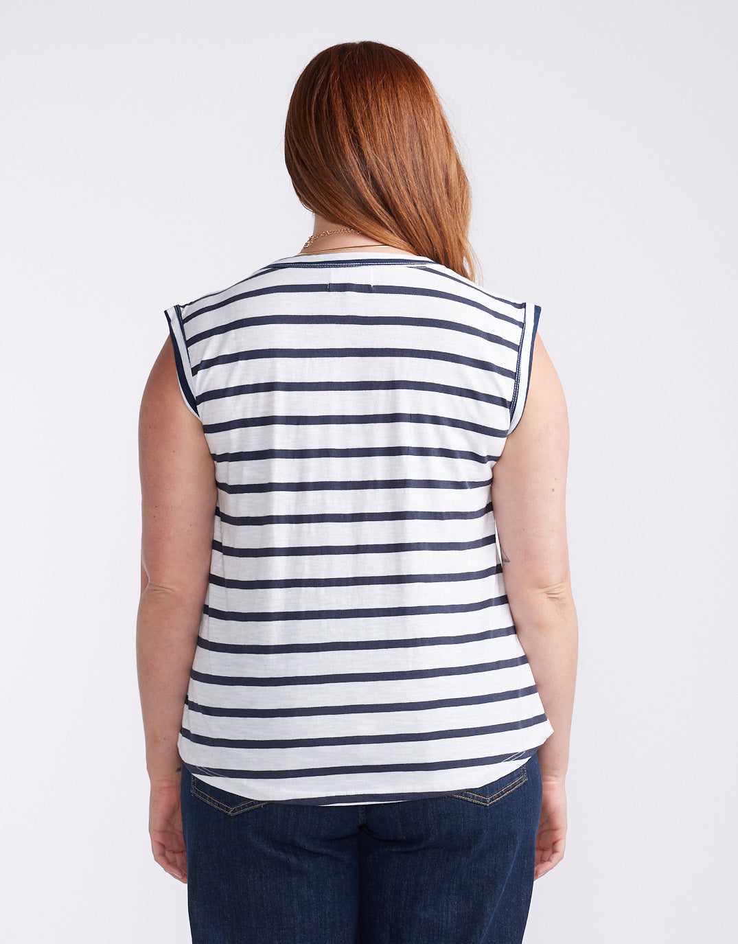 Cali Tank Top - Navy/White Stripe