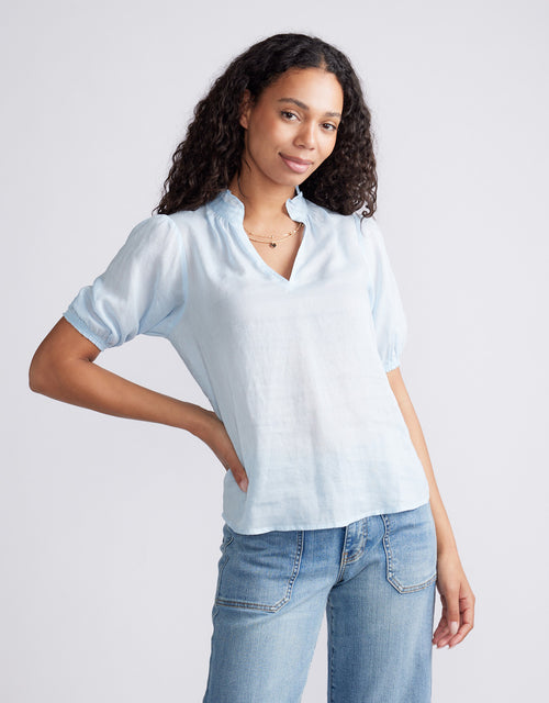 Camden Ruffle Blouse - Ice Blue