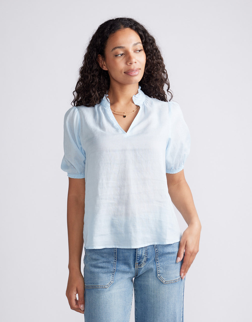 Camden Ruffle Blouse - Ice Blue
