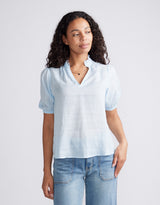 Camden Ruffle Blouse - Ice Blue