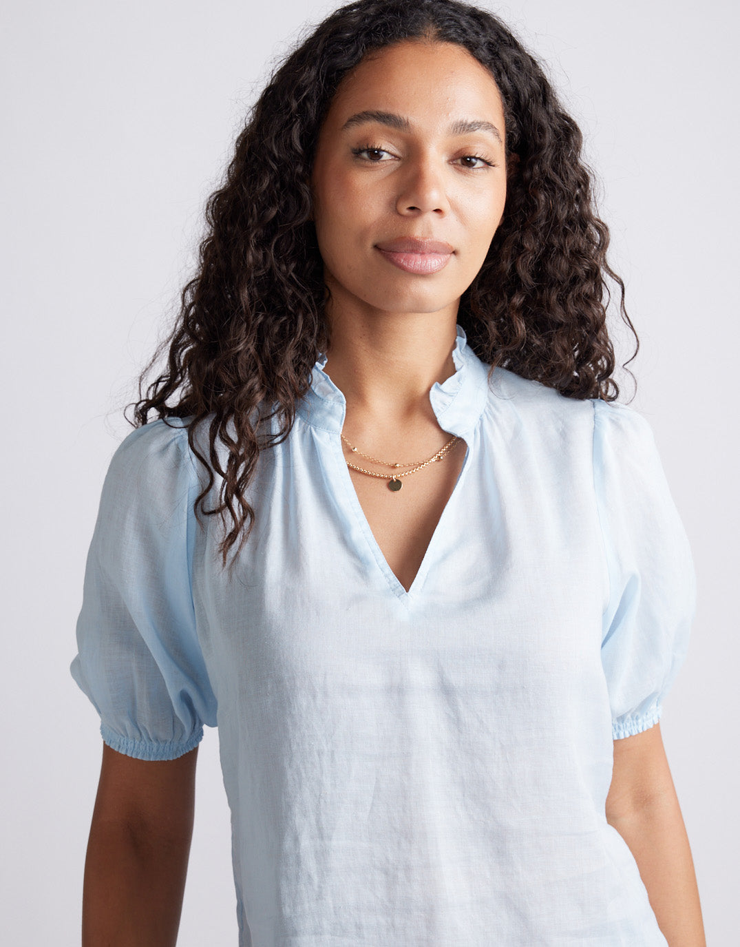Camden Ruffle Blouse - Ice Blue