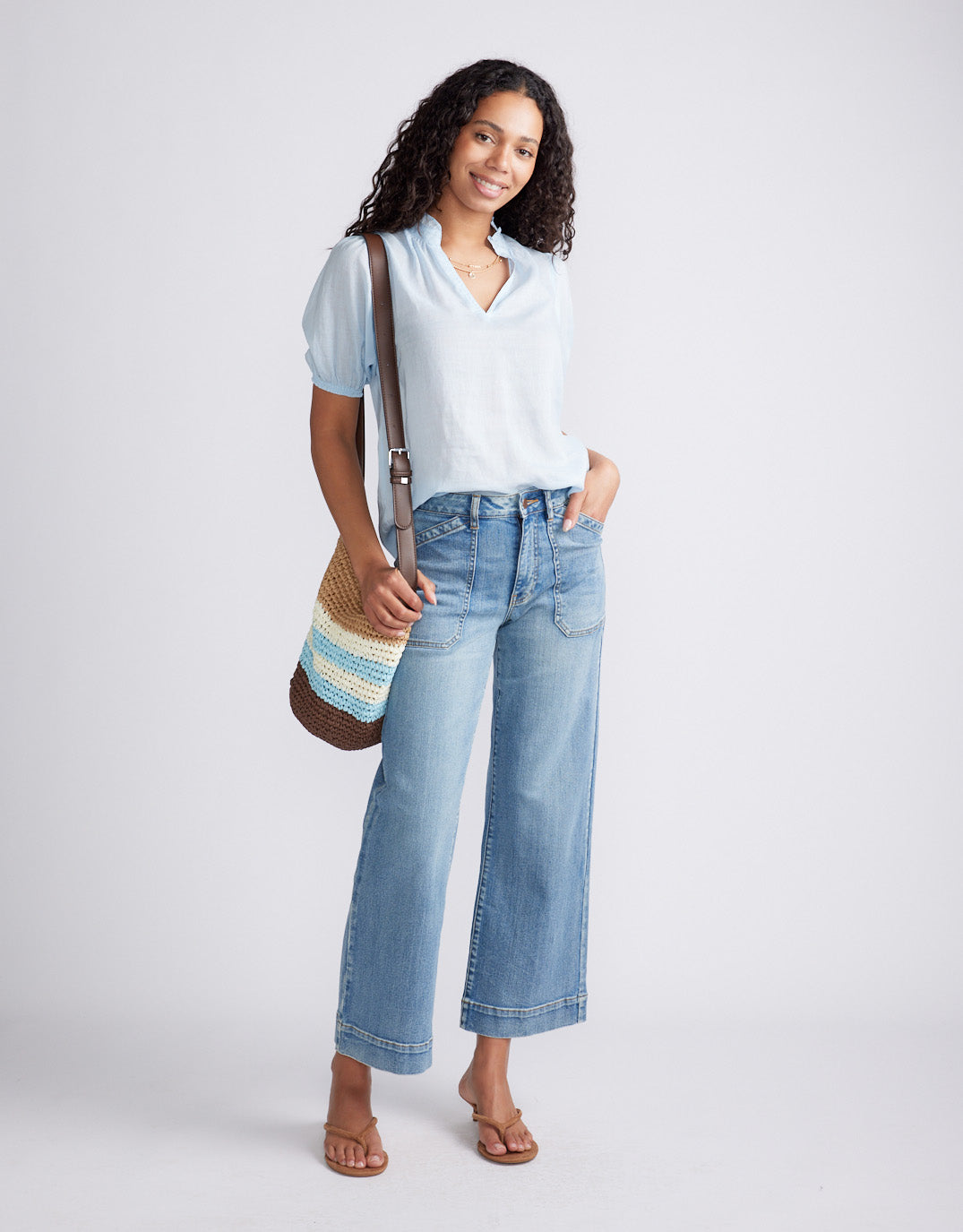 Camden Ruffle Blouse - Ice Blue