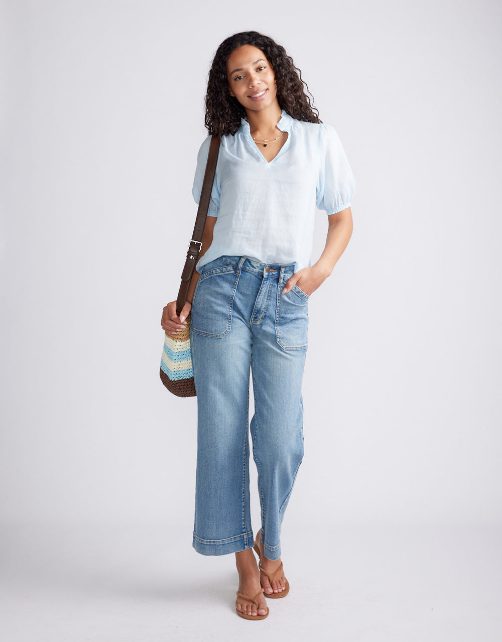 Camden Ruffle Blouse - Ice Blue