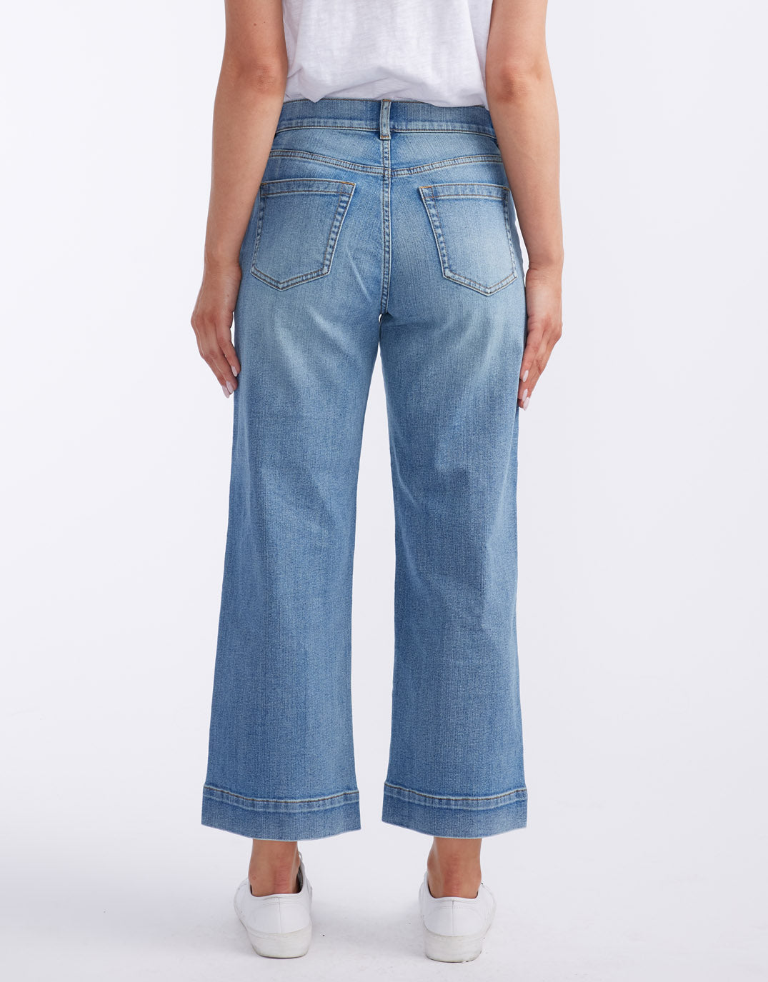 Buy Catalina Cropped Wide Leg Jeans - Mid Wash White & Co