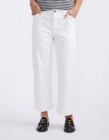 Catalina Cropped Wide Leg Jeans - White