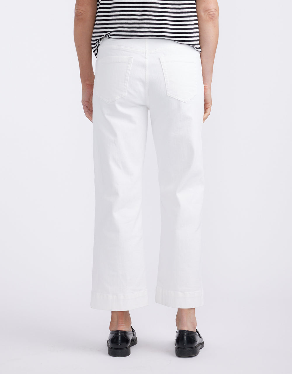 Catalina Cropped Wide Leg Jeans - White