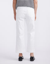 Catalina Cropped Wide Leg Jeans - White