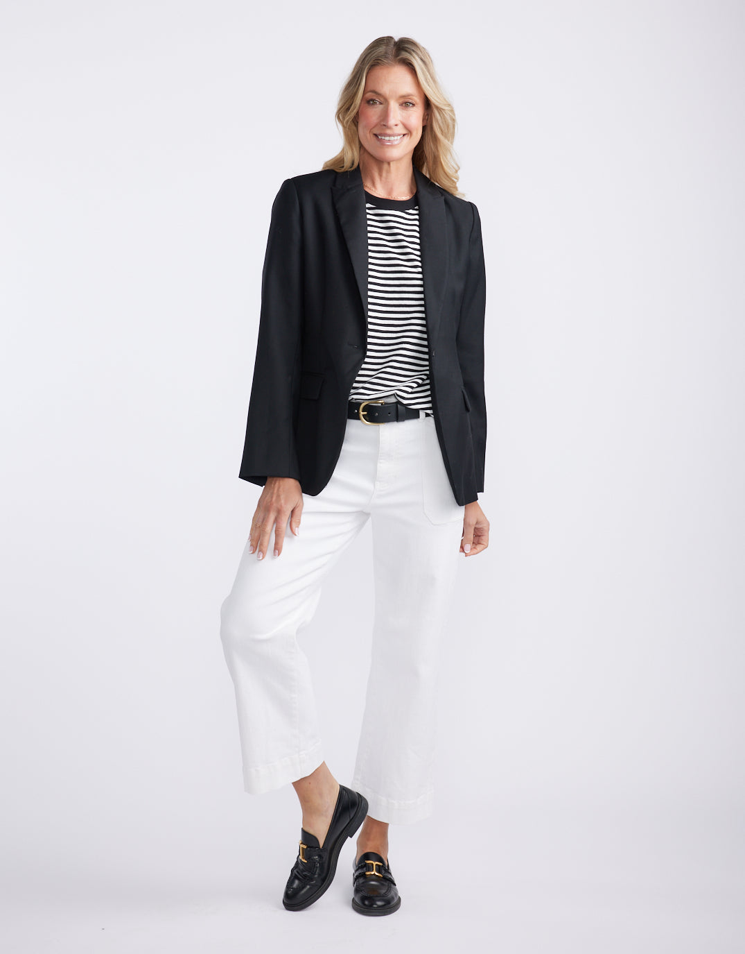Catalina Cropped Wide Leg Jeans - White