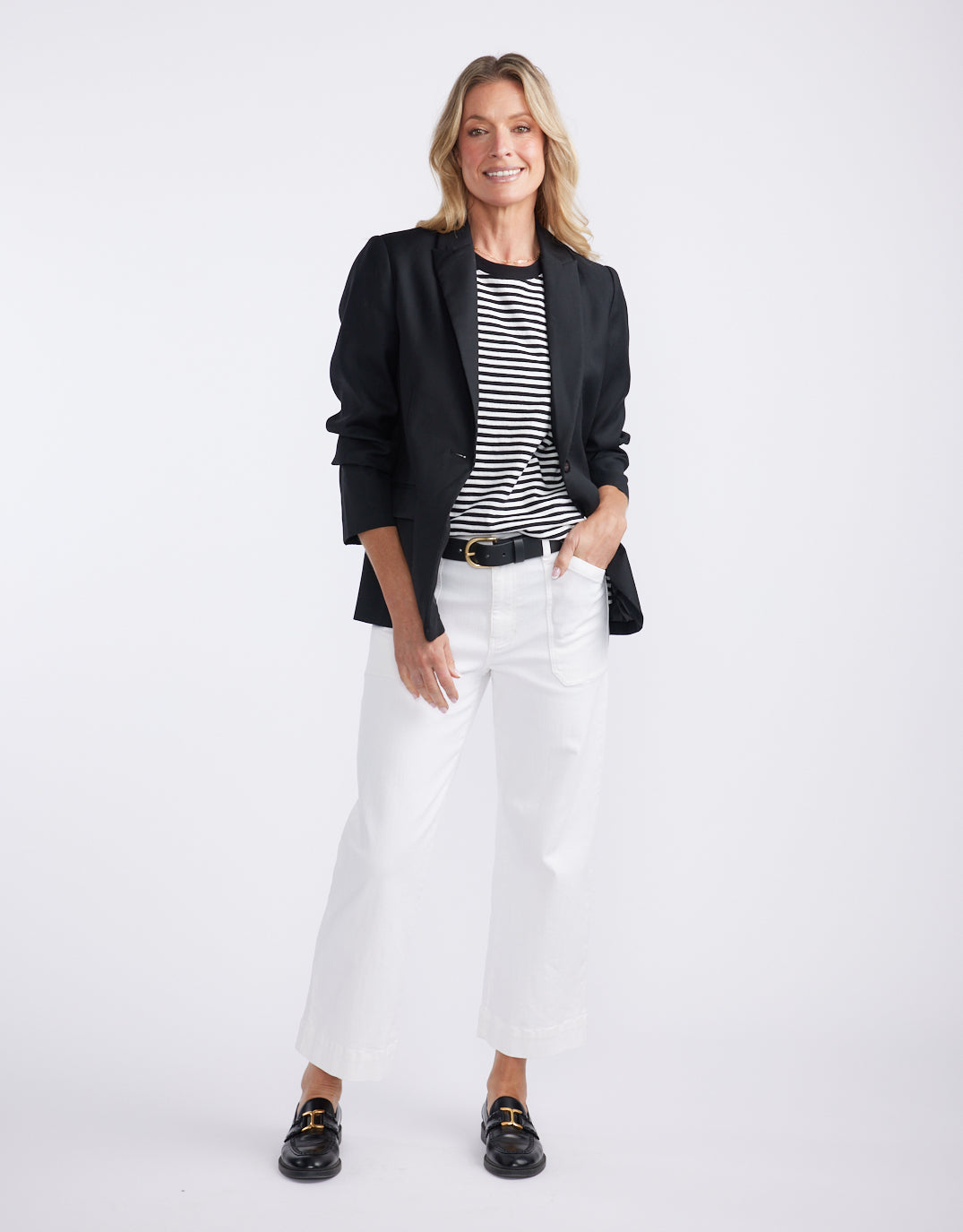 Catalina Cropped Wide Leg Jeans - White
