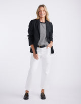Catalina Cropped Wide Leg Jeans - White