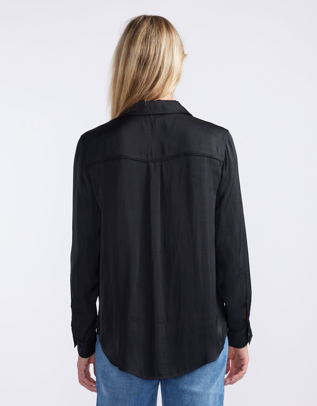 Charlize Drape Shirt - Black