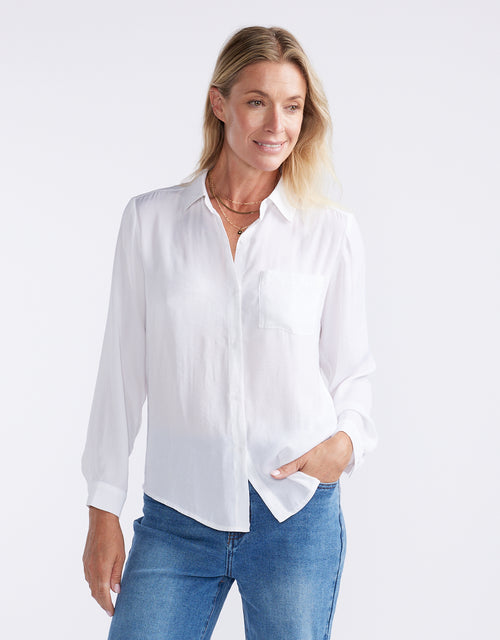 Charlize Drape Shirt - White